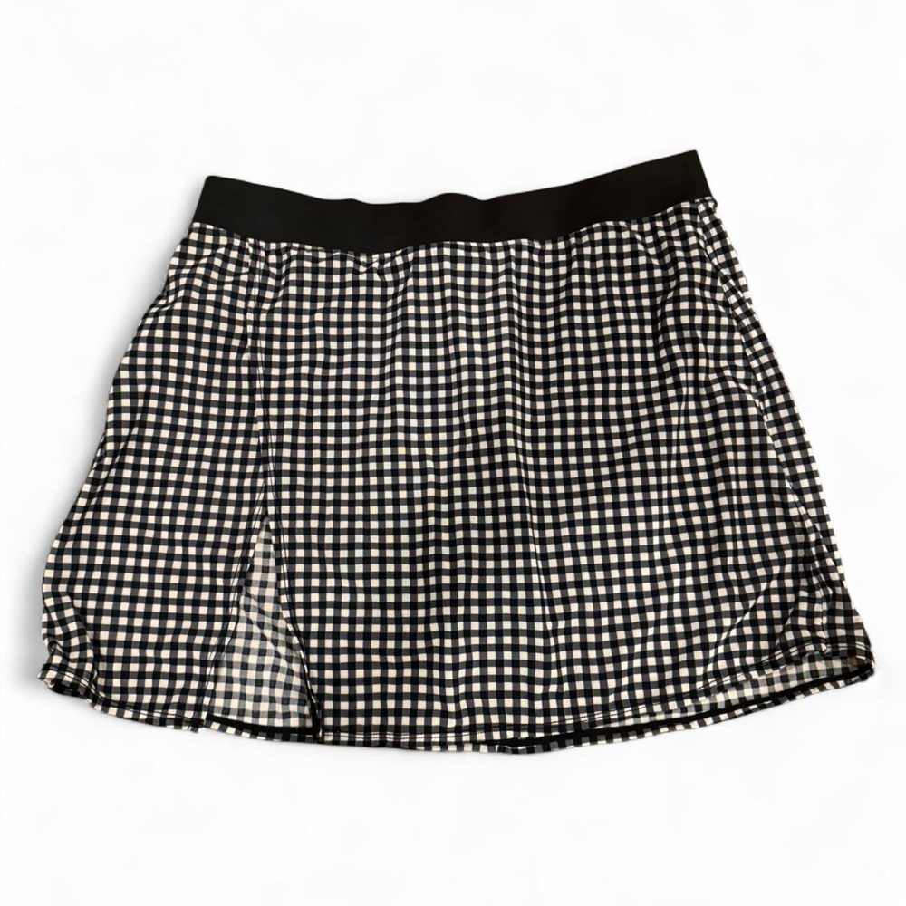 ALO Yoga Black and White Gingham Mini Skirt